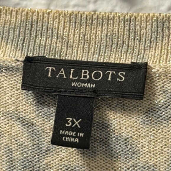 Talbots Womens Floral Print V-Neck Long Sleeve Sweater Sz 3X Black Cream - Picture 2 of 12